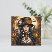 Halloween im Steampunkstil Einladung (Stehend Vorderseite)