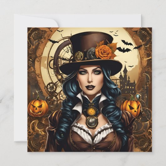 Halloween im Steampunkstil Einladung (Vorderseite)