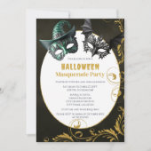Halloween Imitats Glitzer Masquerade KostümParty Einladung (Vorderseite)