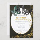 Halloween Imitats Glitzer Masquerade KostümParty Einladung (Vorderseite)
