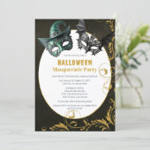 Halloween Imitats Glitzer Masquerade KostümParty Einladung (Stehend Vorderseite)