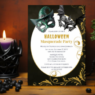 Halloween Imitats Glitzer Masquerade KostümParty Einladung