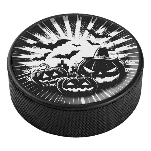 Halloween in black and white eishockey puck (3/4)
