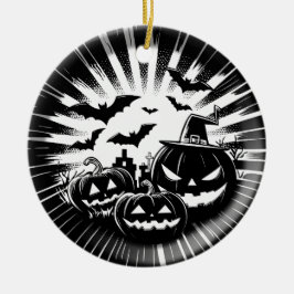 Halloween in black and white keramik ornament