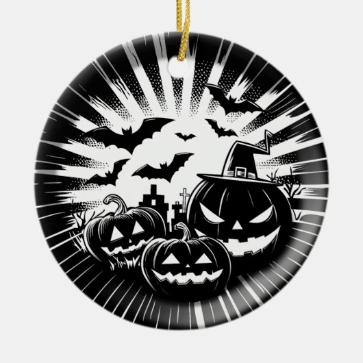Halloween in black and white keramik ornament (Vorne)