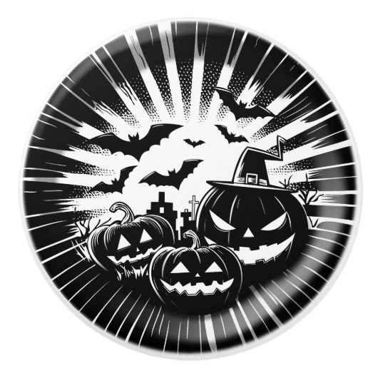 Halloween in black and white keramikknauf (Vorderseite)