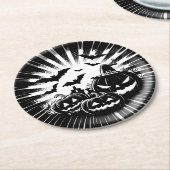 Halloween in black and white runder pappuntersetzer (Angewinkelt)