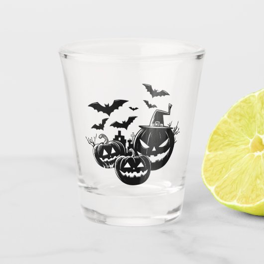 Halloween in black and white schnapsglas (Vorderseite)