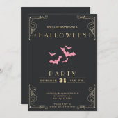 Halloween in der Halbpension Schwarz & Gold Pink B Einladung (Vorne/Hinten)