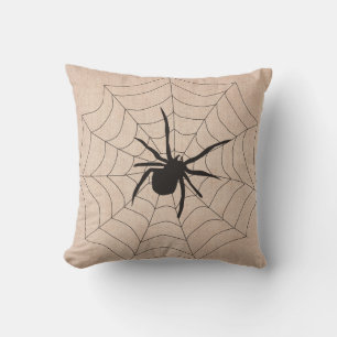 Halloween in einem Spinnennetz gefangen Jute Kissen