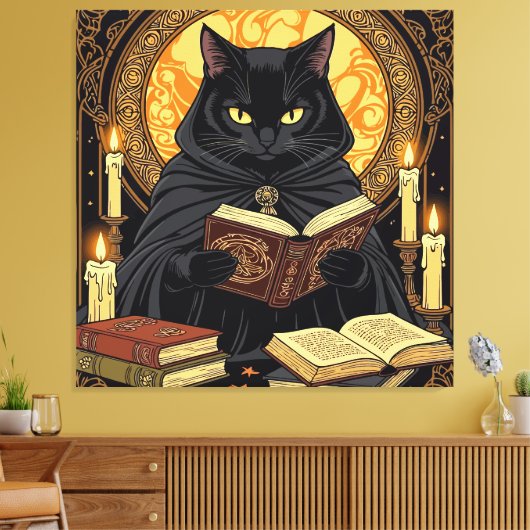 Halloween In Hardback A Cat Reading Books Leinwanddruck (Insitu (Wohnzimmer))