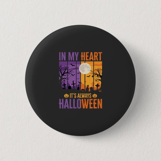 Halloween In My Heart Gruseliger Friedhof Button (Vorderseite)