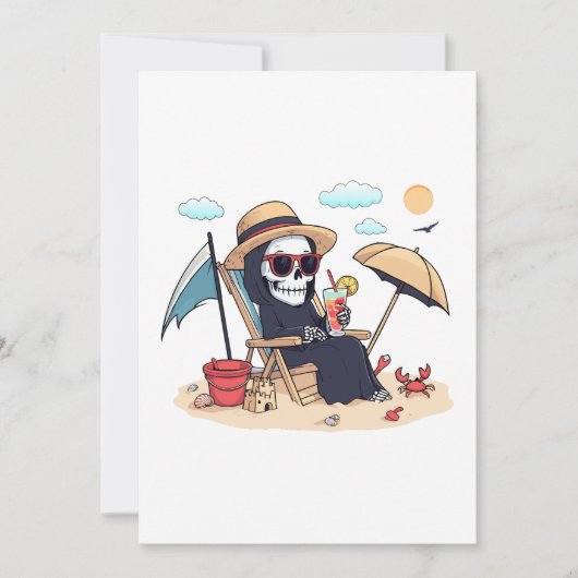 Halloween in Summer – Grim Reaper on the Beach Einladung (Vorderseite)