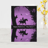 Halloween Individuelle Name Fun Witch und Unicorn Karte (Gelbe Blume)