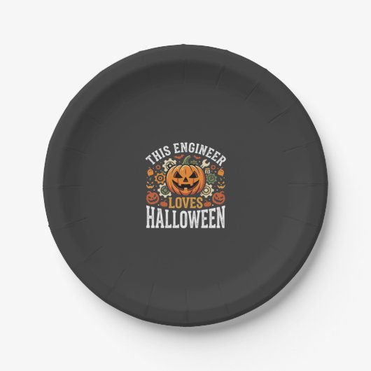 Halloween-Ingenieur-Kürbis-Vektor Pappteller (Vorderseite)