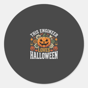 Halloween-Ingenieur-Kürbis-Vektor Runder Aufkleber