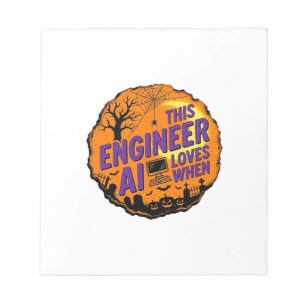 Halloween-Ingenieur liebt AI Vintage-Vektordesign_ Notizblock