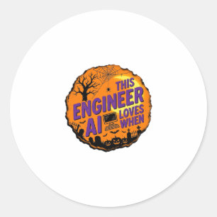 Halloween-Ingenieur liebt AI Vintage-Vektordesign_ Runder Aufkleber