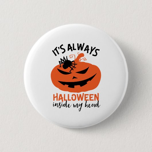 Halloween Inside my Head Funny Kürbislaterne Button (Vorderseite)