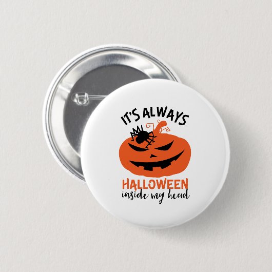 Halloween Inside my Head Funny Kürbislaterne Button (Vorne & Hinten)