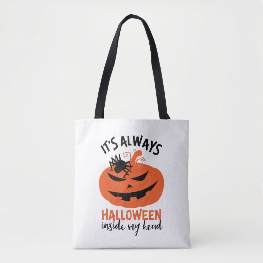 Halloween Inside my Head Funny Kürbislaterne Tasche (Vorderseite)