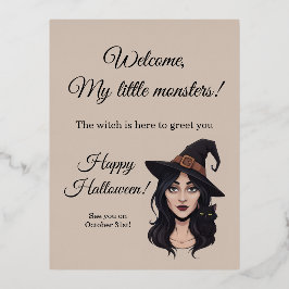 Halloween Invitation | Spooky Witch Greeting Card Folie Einladungspostkarte