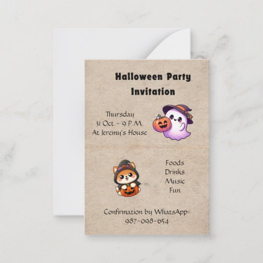 Halloween Invitation to be personalised Mitteilungskarte (Vorderseite)
