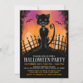 Halloween Invite - Beängstigende Katze auf dem Fri Einladung (Vorderseite)