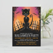Halloween Invite - Beängstigende Katze auf dem Fri Einladung (Stehend Vorderseite)