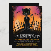 Halloween Invite - Beängstigende Katze auf dem Fri Einladung (Vorne/Hinten)