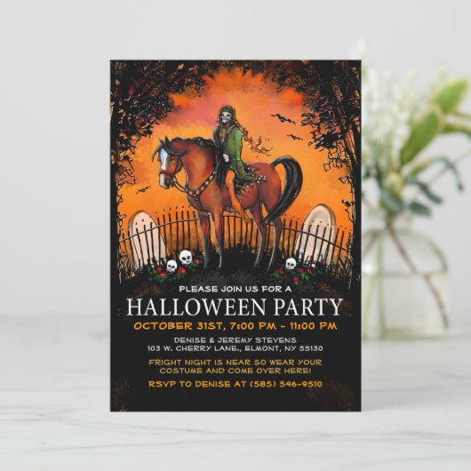 Halloween Invite - Ghoul auf Pferseback Einladung (Stehend Vorderseite)