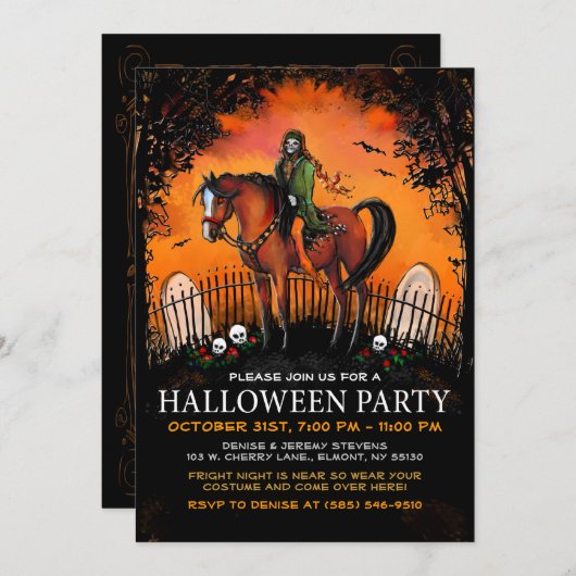 Halloween Invite - Ghoul auf Pferseback Einladung (Vorne/Hinten)