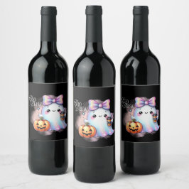 Halloween Iridescent Ghost Weinetikett