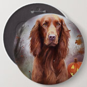 Halloween Irish Red Setter mit Pumpkins Beängstige Button (Vorne & Hinten)