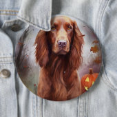 Halloween Irish Red Setter mit Pumpkins Beängstige Button (Beispiel)