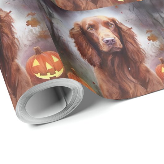 Halloween Irish Red Setter mit Pumpkins Beängstige Geschenkpapier (Rolleneckpunkt)