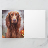 Halloween Irish Red Setter mit Pumpkins Beängstige Karte (Innenseite)