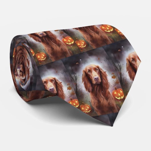 Halloween Irish Red Setter mit Pumpkins Beängstige Krawatte (Gerollt)