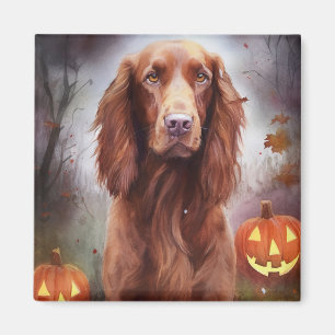 Halloween Irish Red Setter mit Pumpkins Beängstige Magnet