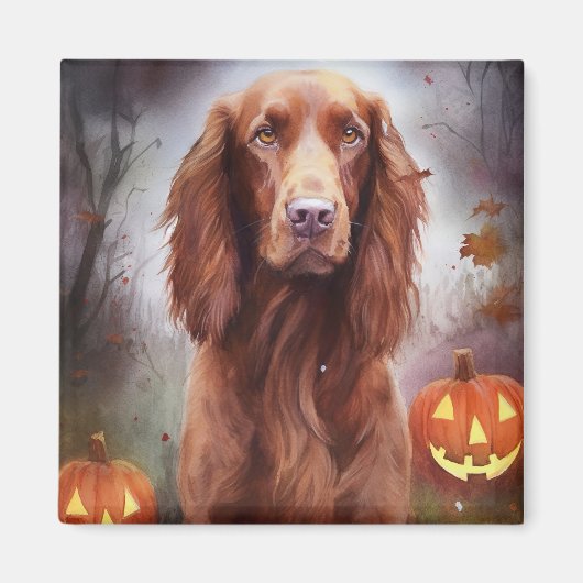 Halloween Irish Red Setter mit Pumpkins Beängstige Magnet (Vorne)