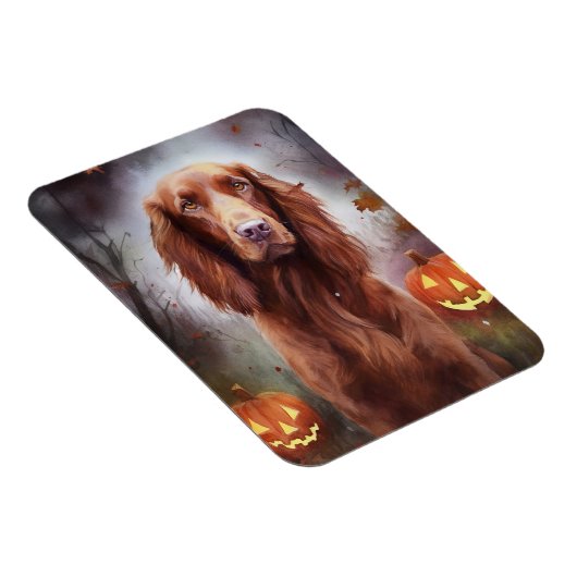 Halloween Irish Red Setter mit Pumpkins Beängstige Magnet (Rechte Seite)