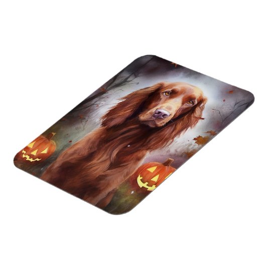 Halloween Irish Red Setter mit Pumpkins Beängstige Magnet (Linke Seite)