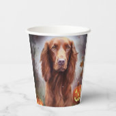 Halloween Irish Red Setter mit Pumpkins Beängstige Pappbecher (Rückseite)
