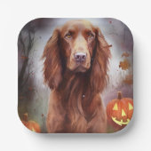 Halloween Irish Red Setter mit Pumpkins Beängstige Pappteller (Vorderseite)