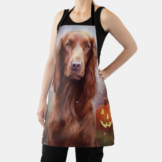 Halloween Irish Red Setter mit Pumpkins Beängstige Schürze (InSitu)
