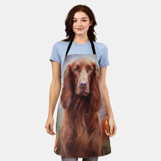 Halloween Irish Red Setter mit Pumpkins Beängstige Schürze (Getragen)