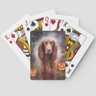 Halloween Irish Red Setter mit Pumpkins Beängstige Spielkarten