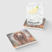 Halloween Irish Red Setter mit Pumpkins Beängstige Steinuntersetzer (Seitenansicht)