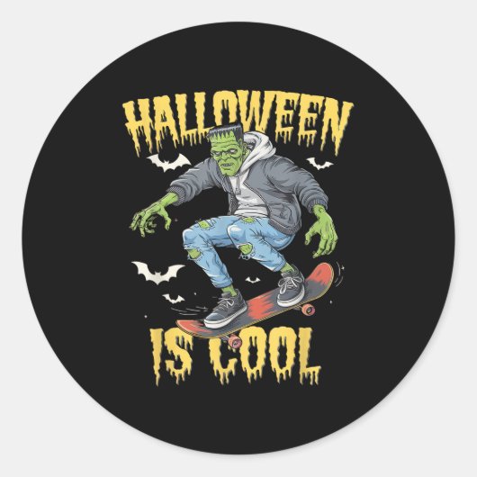 Halloween Is Cool Women Men Frankenstein Monster Runder Aufkleber (Vorderseite)