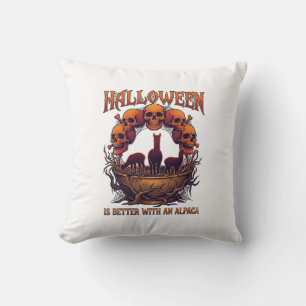 Halloween ist besser Alpaka Orange Schädel Spinne Kissen